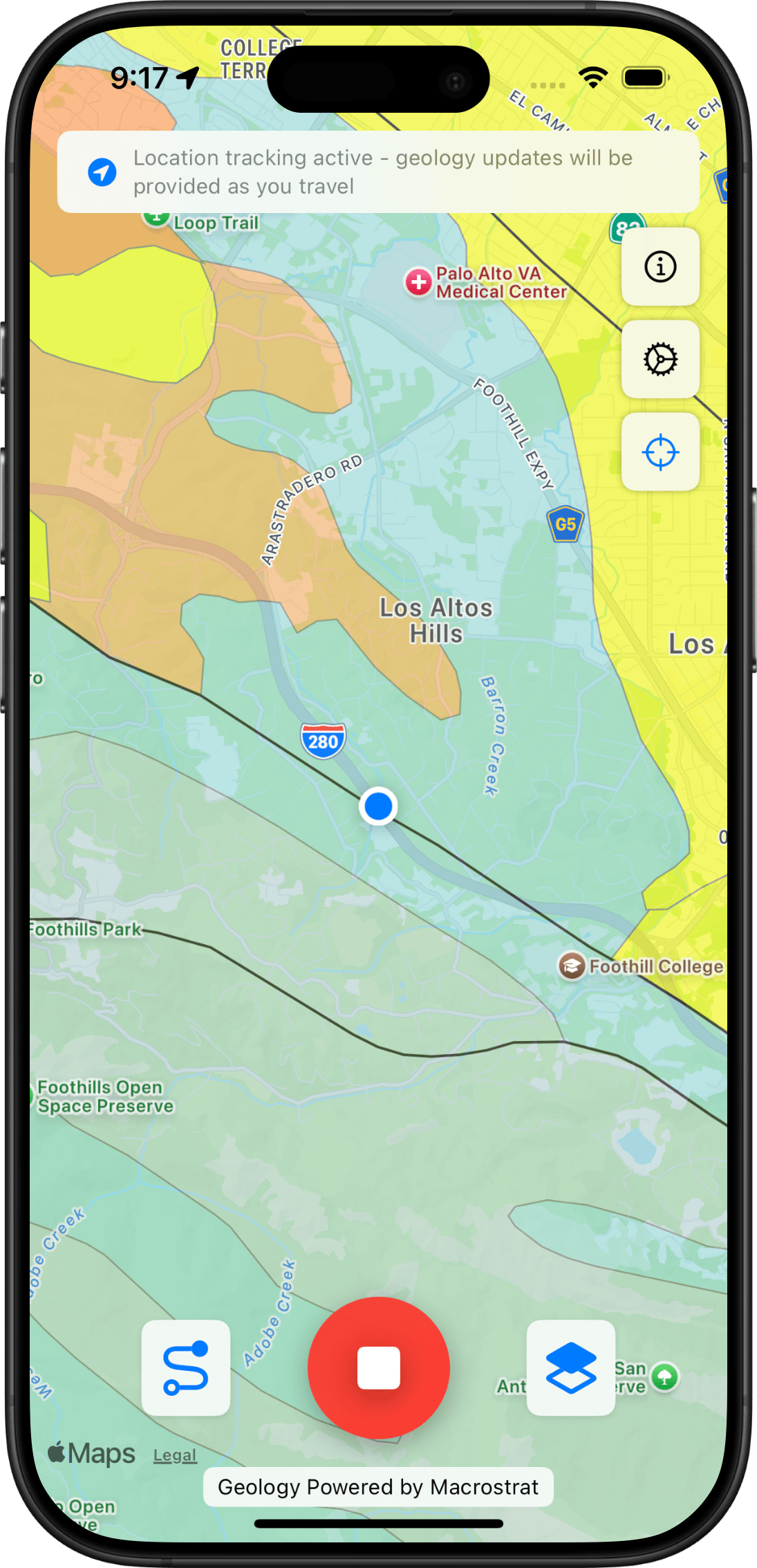 Backseat Geologist App - screenshot 3 - Navigating Northern California